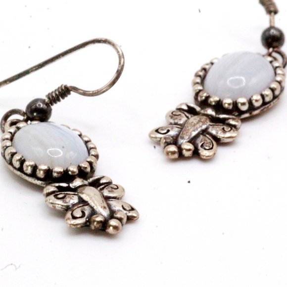 Contemporary QVC Sterling Silver Carolyn Pollack Agate Butterfly Dangle Earrings - Picture 8 of 9